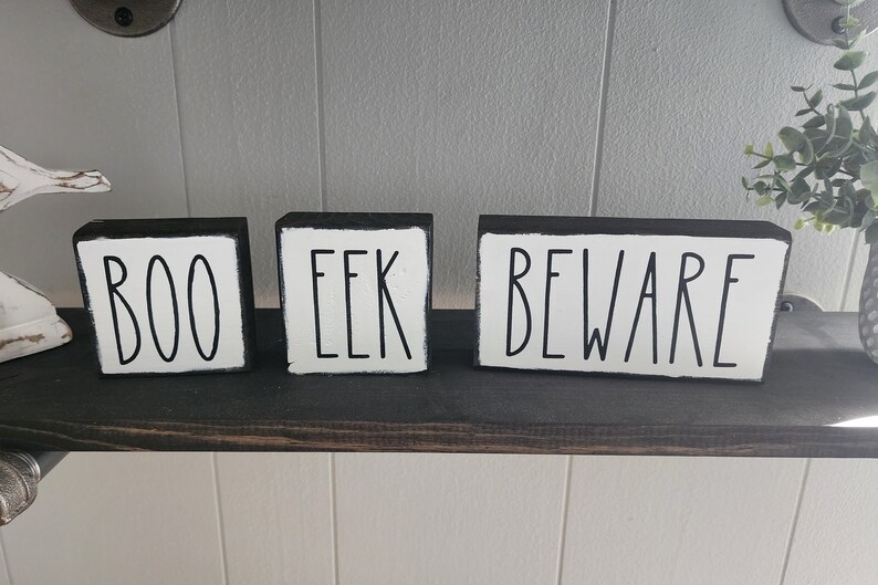 Set of 3 Rustic Wood Block Signs Rae Dunn Inspired Farmhouse Fall ...
