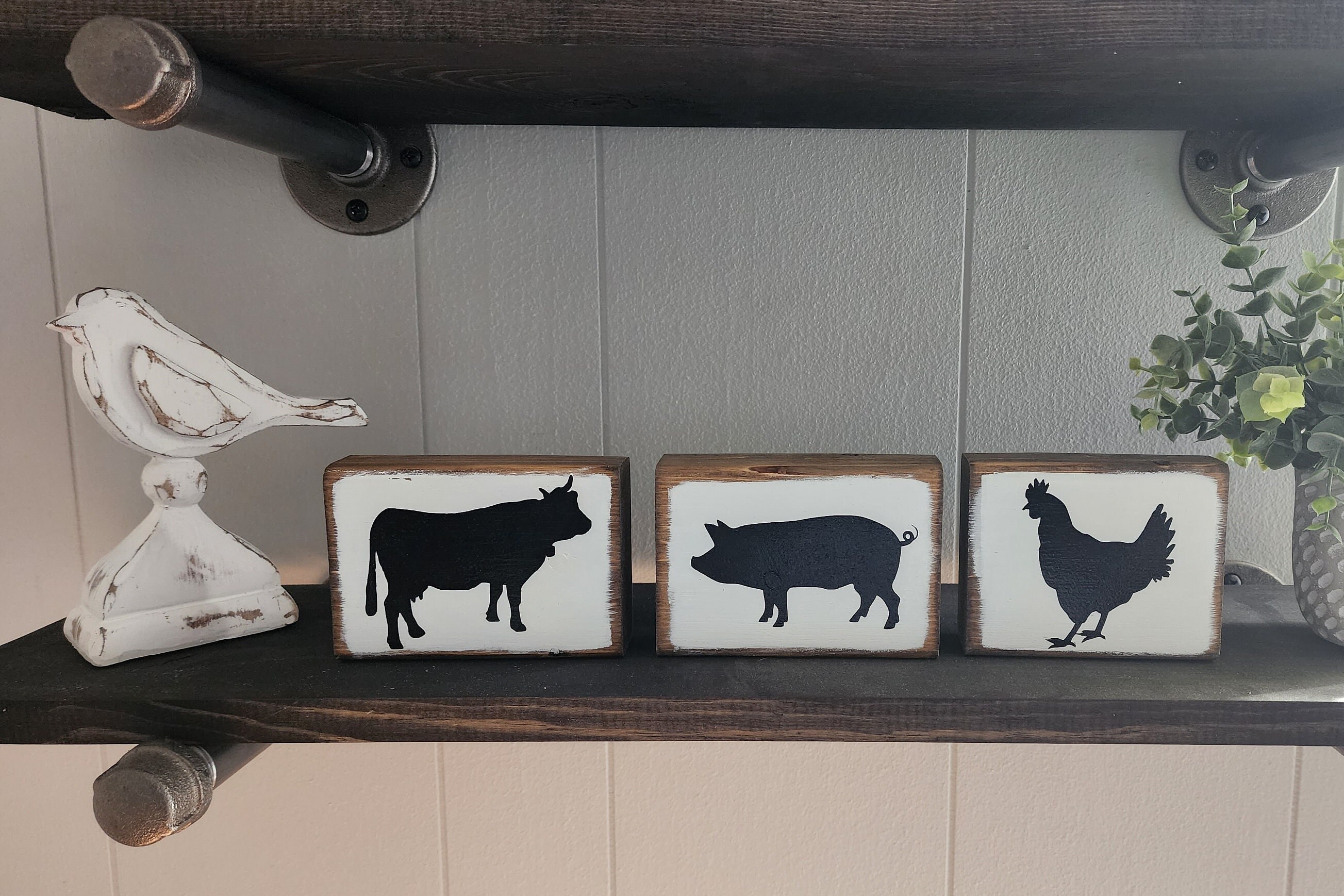 Set of 3 Rustic Wood Block Signs Rae Dunn Inspired Farmhouse Fall ...