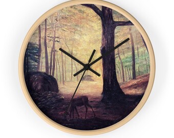 Wall Clock. "Deer and the Forest" by Sheker Ahmed Pasha