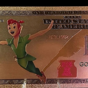 24K Gold Foil Collectors Banknote - (6)  Disney Peter Pan Characters