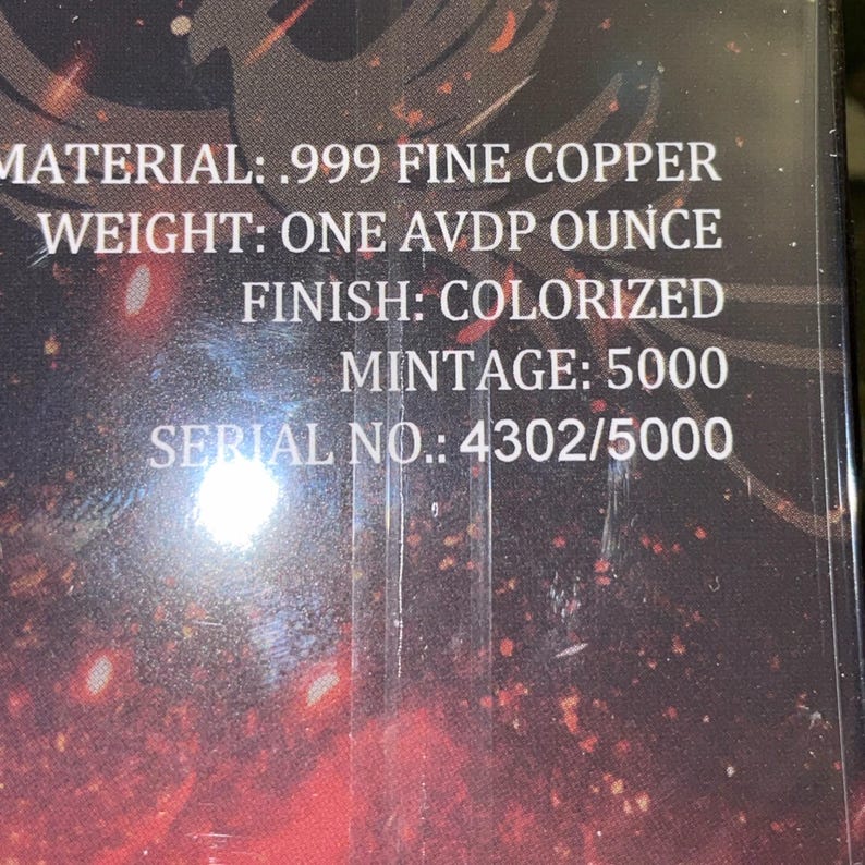 COPPER .999 1oz Round - Phoenix Colorized in Blister Pack - Limited ...