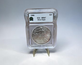 1996 1 Oz .999 Pure American Silver Eagle Low Mintage MS67 - ICG Certified