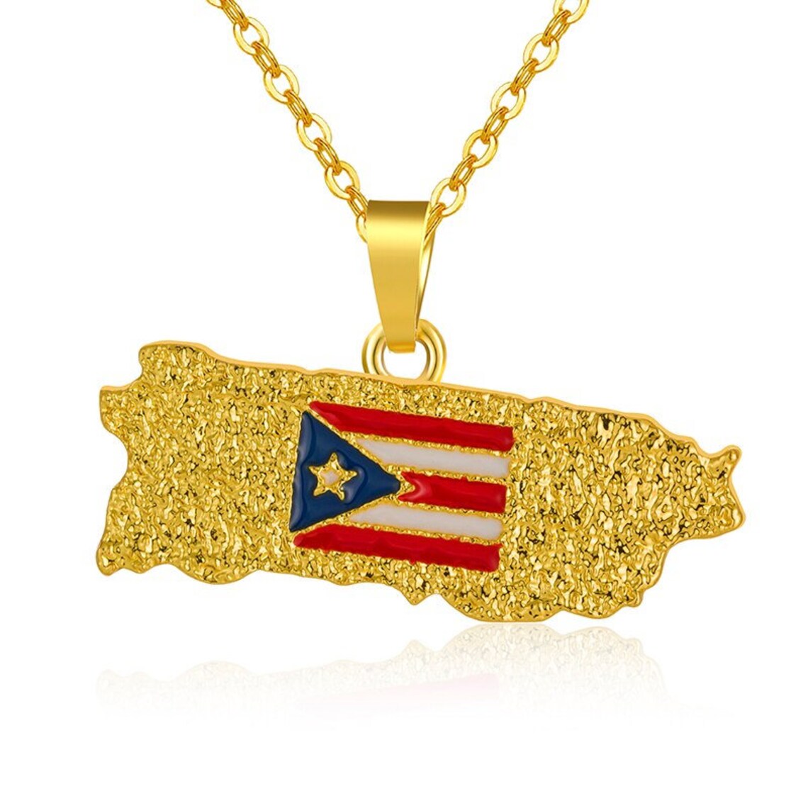 Gold Puerto Rico Necklace Pendant & Chain Latin Spanish Etsy