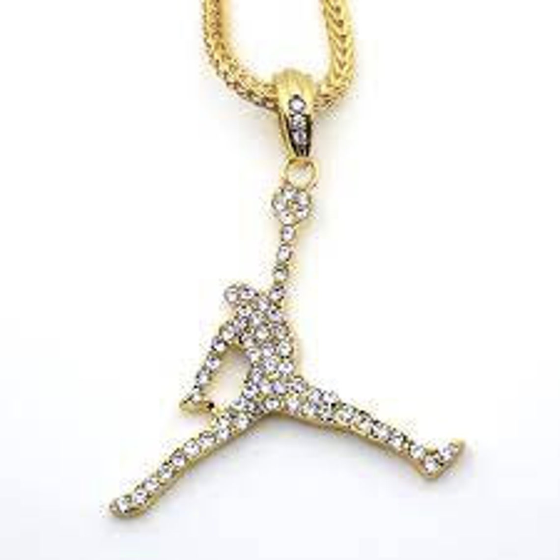 Jordan 1 Pendant Chain Nike Gold Necklace Iced Out Jewellery Etsy