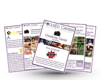 Tarjetas de creatividad fotográfica - Ideas de inspiración - Hojas de trucos - ¡Aprenda con temas divertidos! Juego de 10 tarjetas para fotógrafo o estudiante - DIGITAL