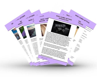 Hojas de trucos de configuración básica de la cámara para fotógrafos principiantes + Ahora con 2 hojas de trucos adicionales - DESCARGA DIGITAL