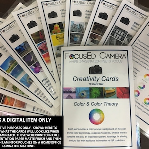 Photography Creativity Cards Inspiration Ideas Cheat Sheets Learn Color Theory 10 Card Set for Photographer or Students DOWNLOAD image 6