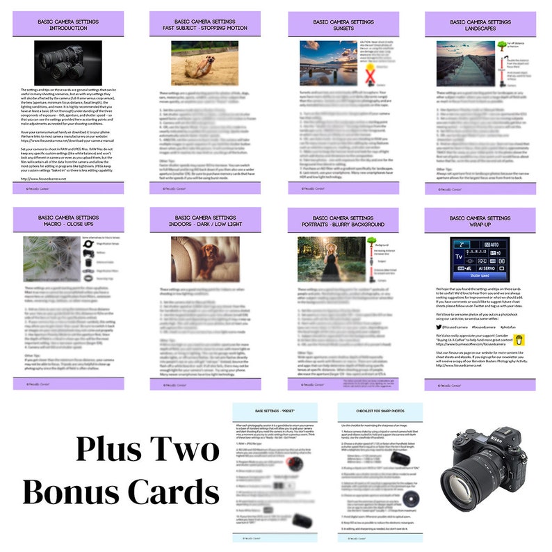 Photography Cheat Sheets for Beginners – Camera Settings Guide (digital ...