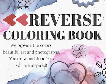 LIBRO PARA COLOREAR INVERSO - Libro de dibujo Doodle de 28 páginas - Tema de elementos naturales - Descarga digital para diversión instantánea