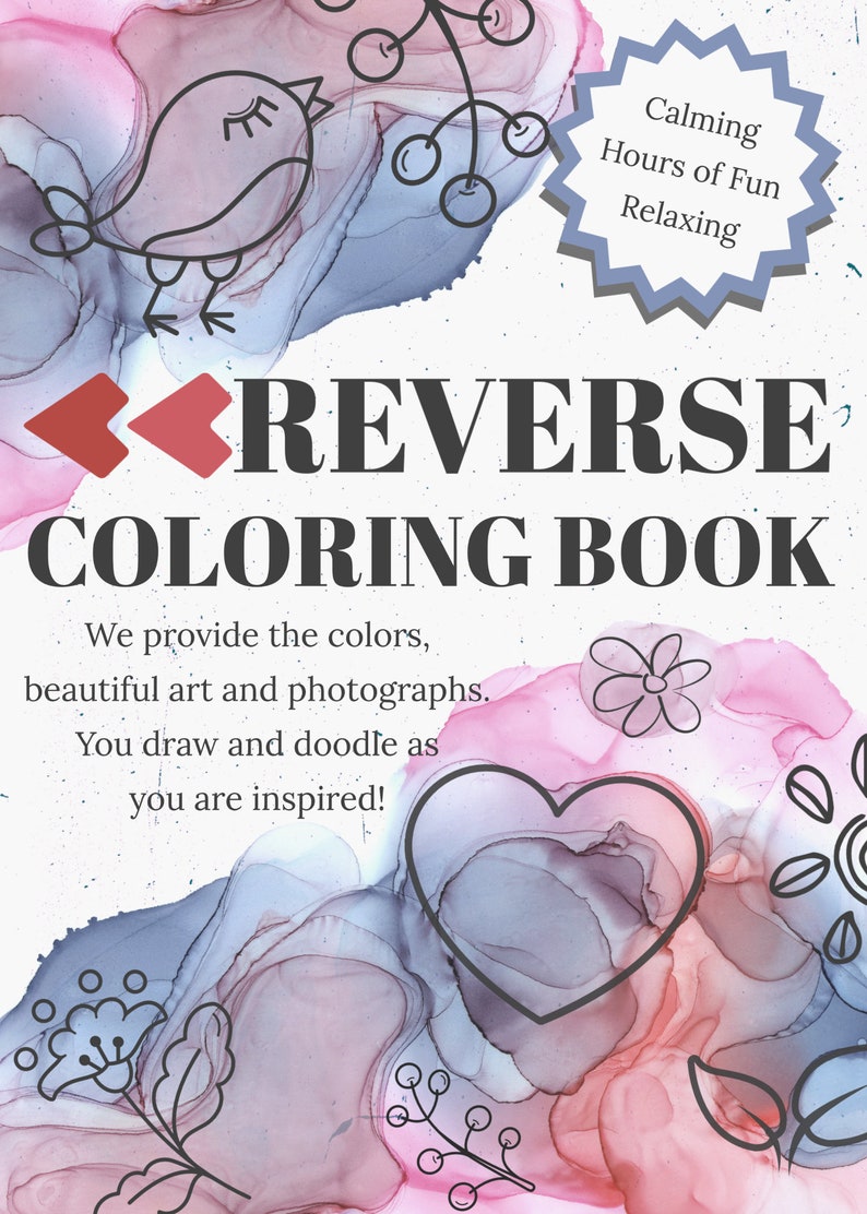 REVERSE COLORING BOOK 28 Pgs Doodle Drawing Book Natural Elements Theme