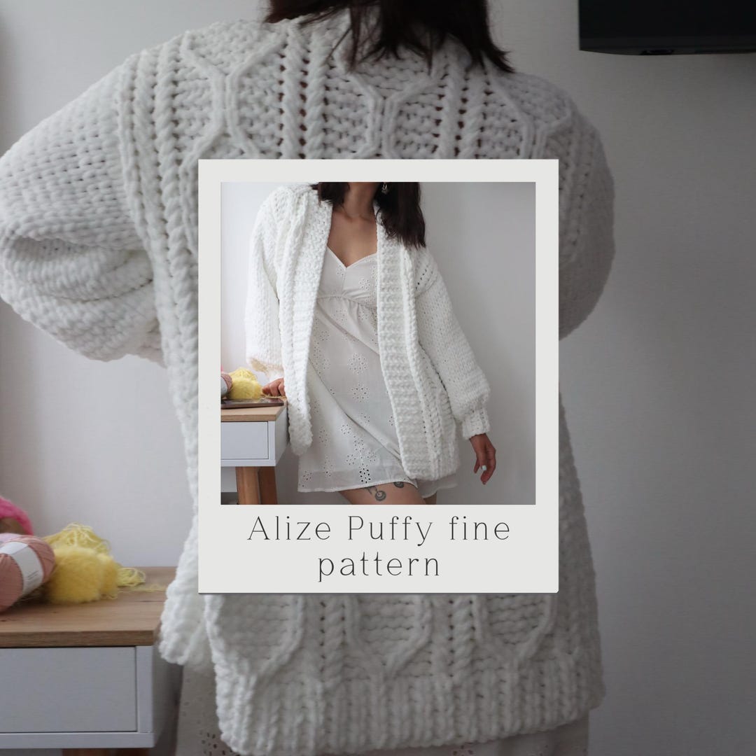 Finger Knit Cardigan Pattern PDF, Beginner Oversized Chunky Sweater, No ...
