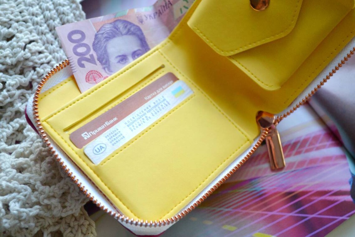 Vegan Leather Wallet Eco Leather Wallet Women Bifold Wallet Etsy