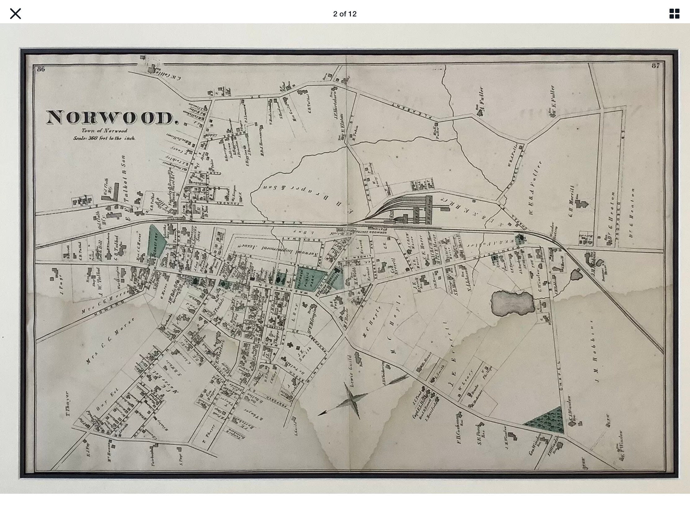 Original 1876 Norwood Map MattedReady to FrameNot Etsy.de