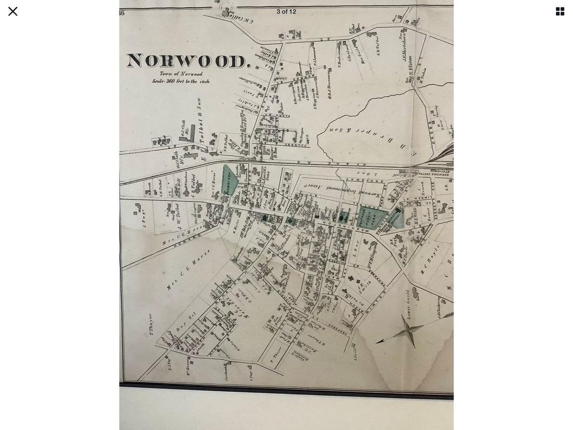 Original 1876 Norwood Map MattedReady to FrameNot Etsy.de