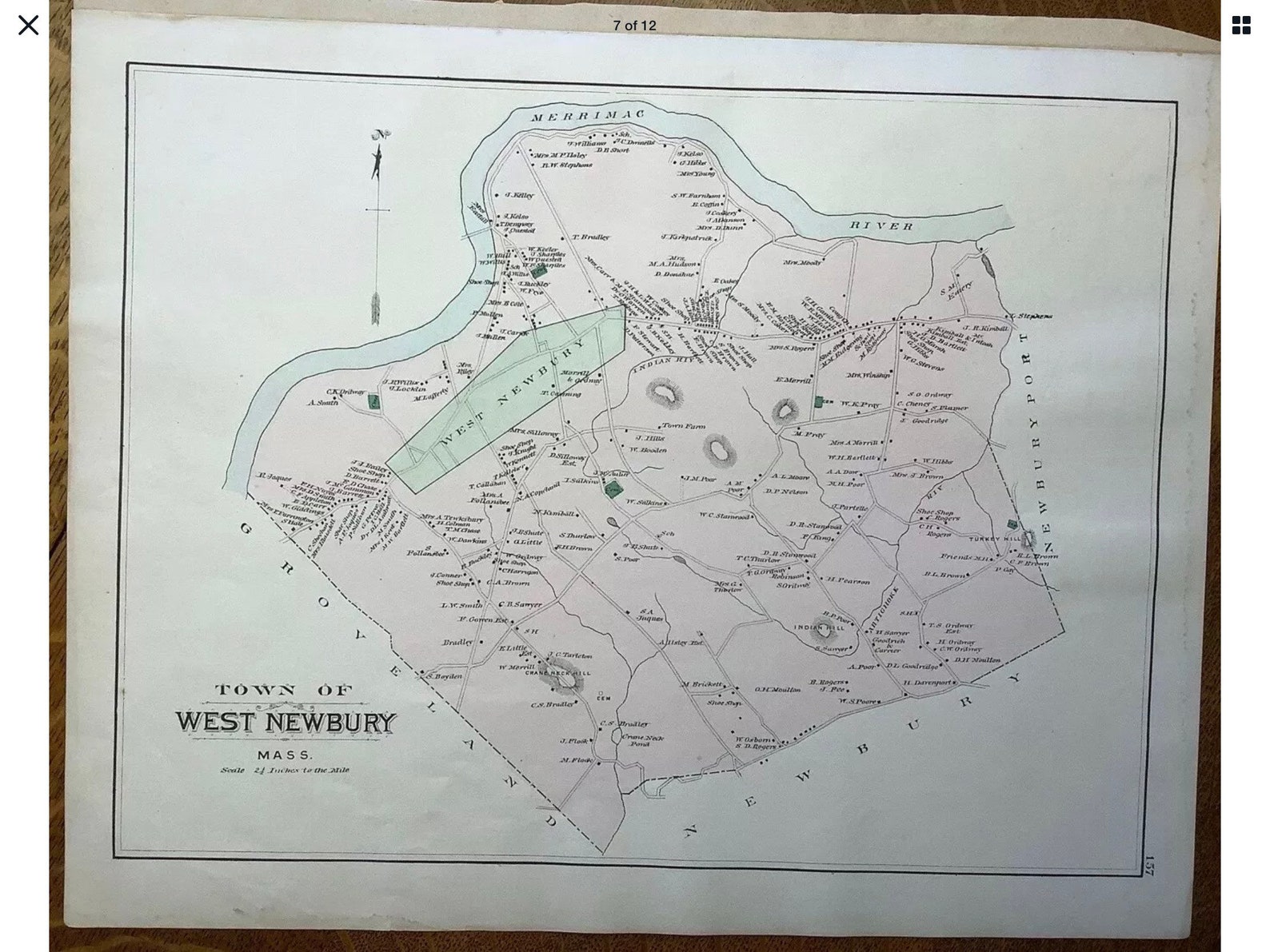 1884 Original Newburyport West Newbury Mapnot Etsy