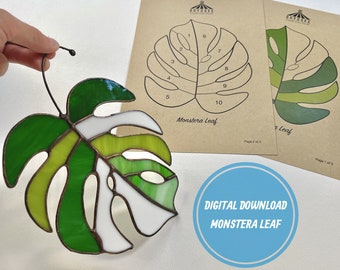 PATTERN • Monstera Leaf Stained Glass Pattern • Digital Download