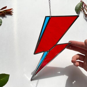 David Bowie Stained Glass Suncatcher: Ziggy Stardust Lightning Bolt