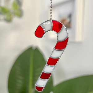 Apanhador de sol em vidro colorido de bengala de doces: decoração de Natal para casa