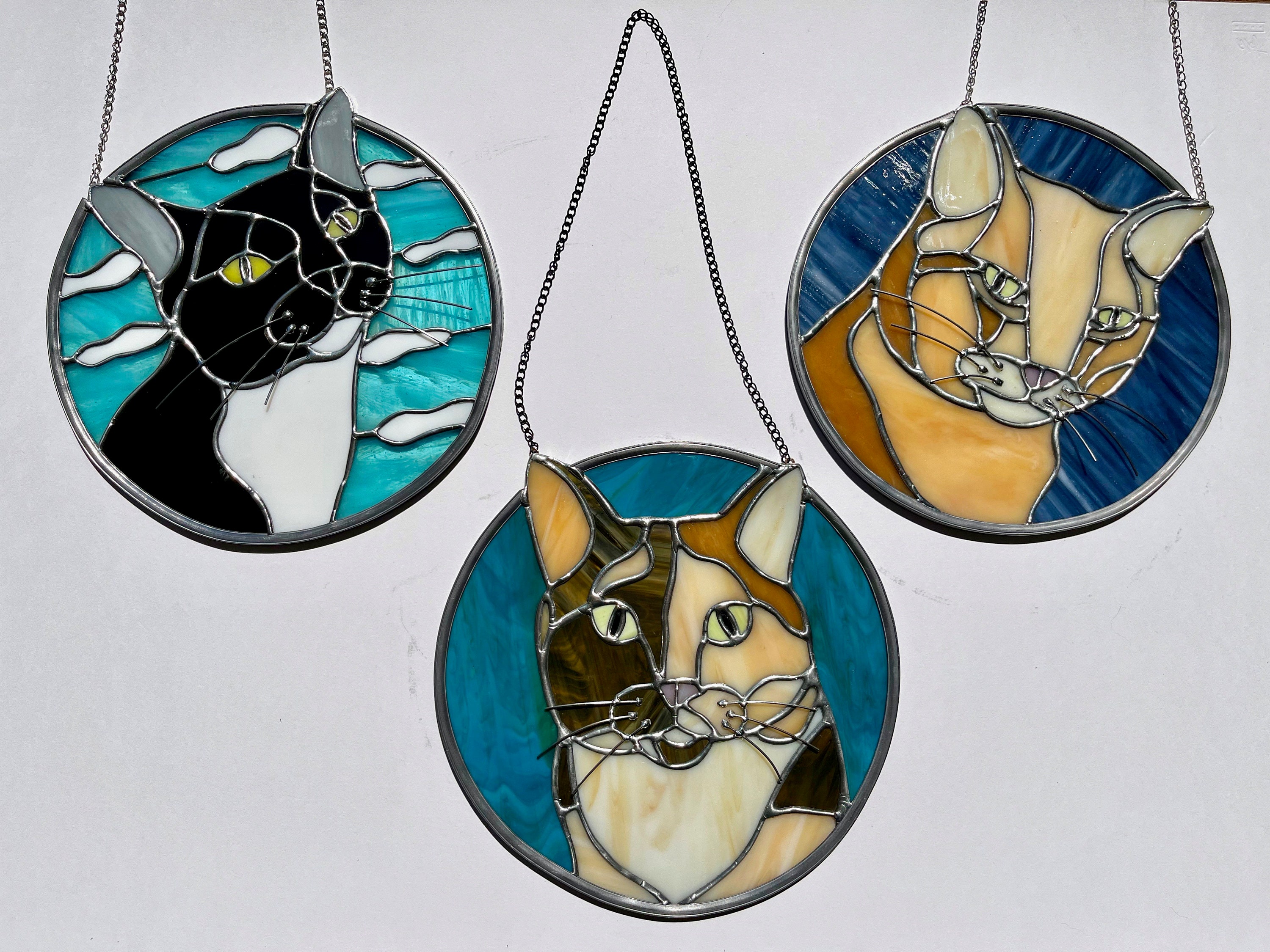Stained Glass Pet Portrait Cat Portrait From Picture Custom Etsy