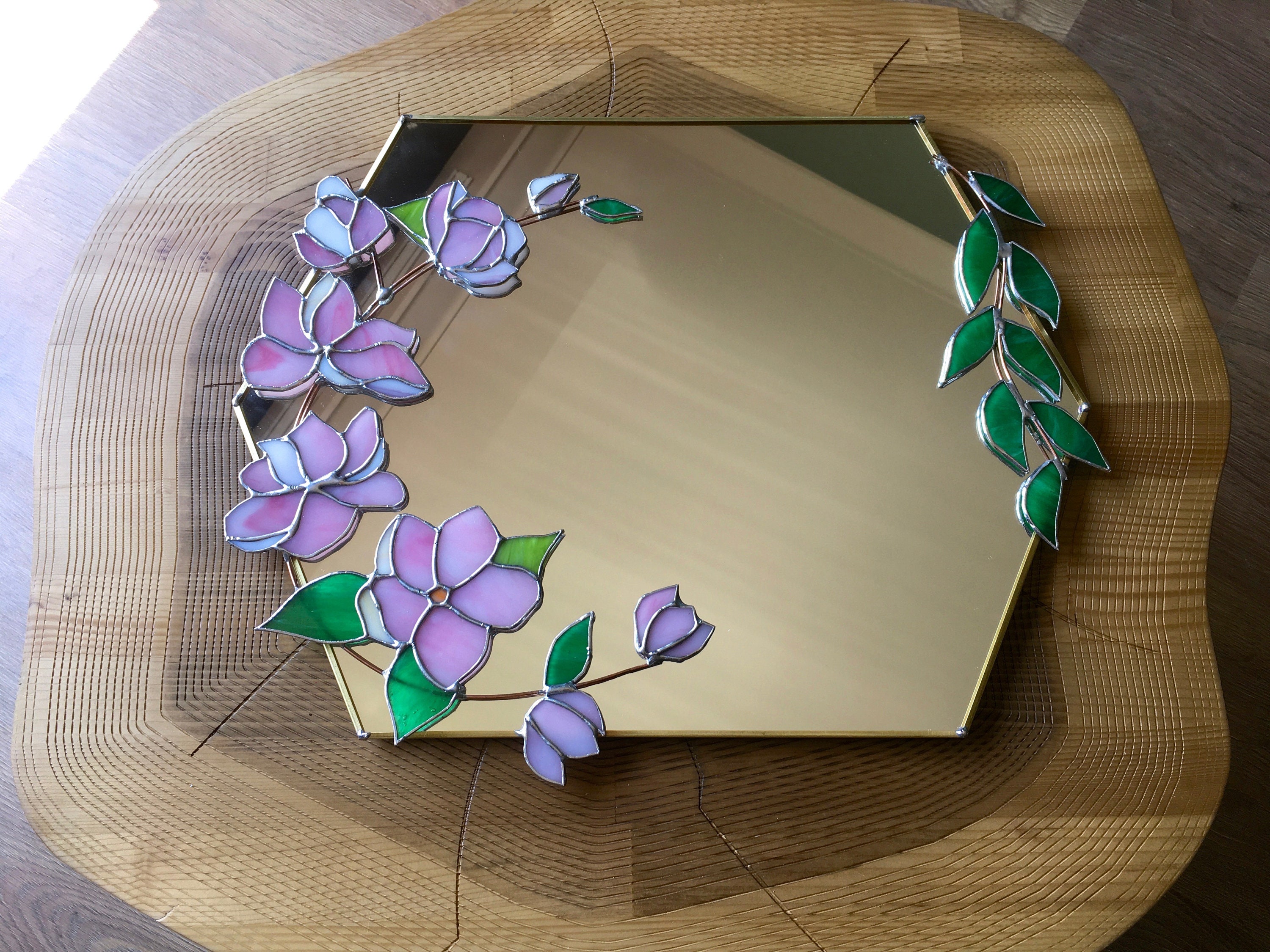 Boehm Stained Glass Blog: Stained Glass Floral Mirror Repair