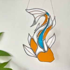 Koi Fish Stained Glass Suncatcher: Japanese Window Hanging