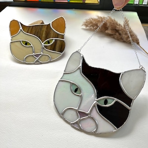 Stained Glass Cat Wall Hanging: Cat Portrait Decor