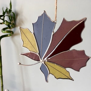 Glasmalerei AhornBlatt Fensterbehang, Pflanzen Buntglas Fenster hängend, Herbst Blätter Home Dekor, Herbst Blätter Wandbehang