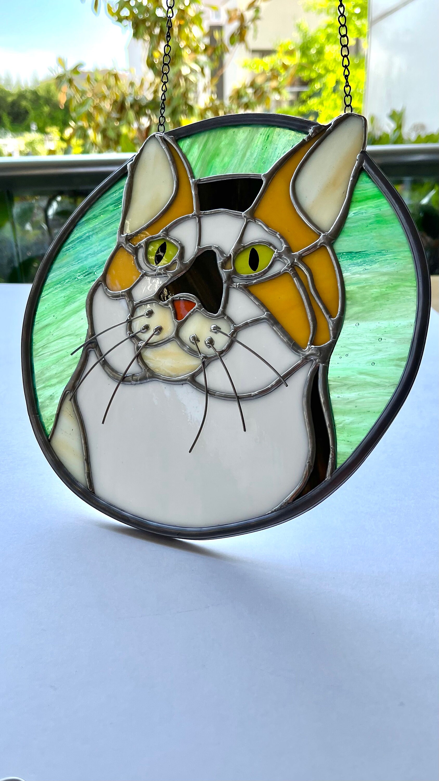 Stained Glass Pet Portrait Cat Portrait From Picture Custom Etsy