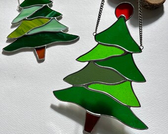 Stained Glass Christmas Tree Window Hanging: Pine Tree Decor