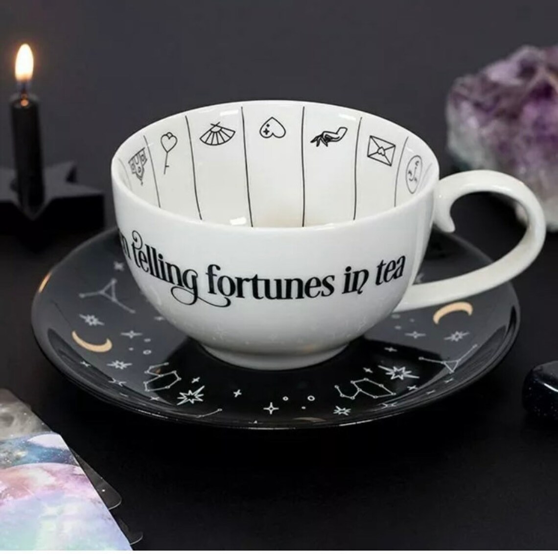 Gypsy Tea leaf reading Large Cup & Saucer Fortune Telling Etsy