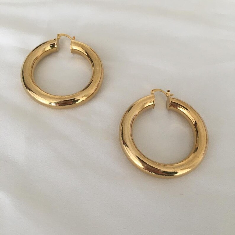 JSEA 1.97'' Gold Stainless Steel Big Hoop Earrings Womens Earrings Large Hoops