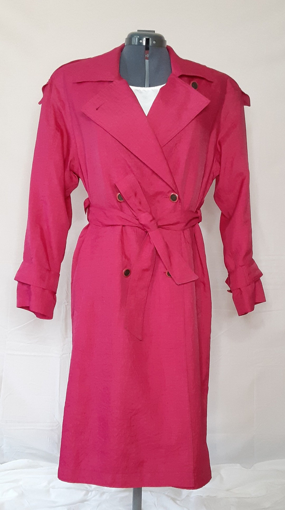 The Ultimate 1980s Hot Pink Trench Coat Etsy