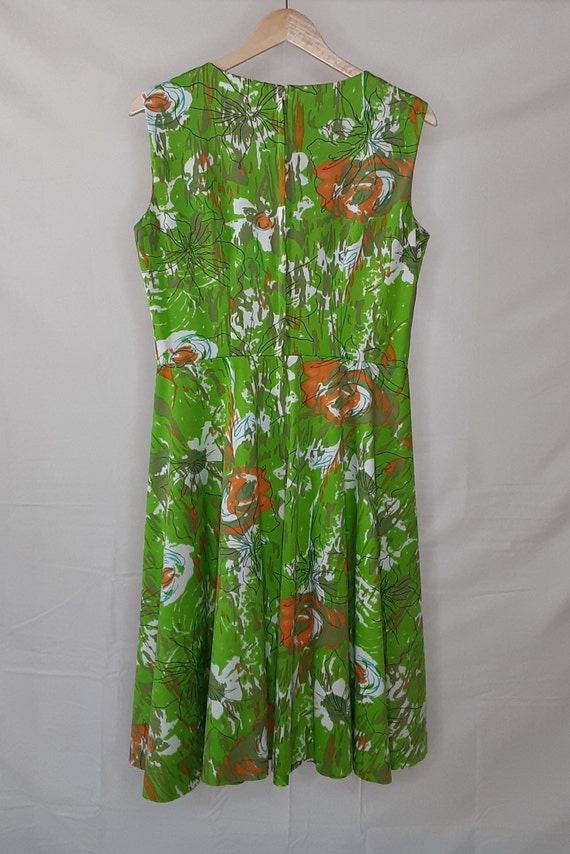 1960s Lime Green Floral Party Dress - image 10