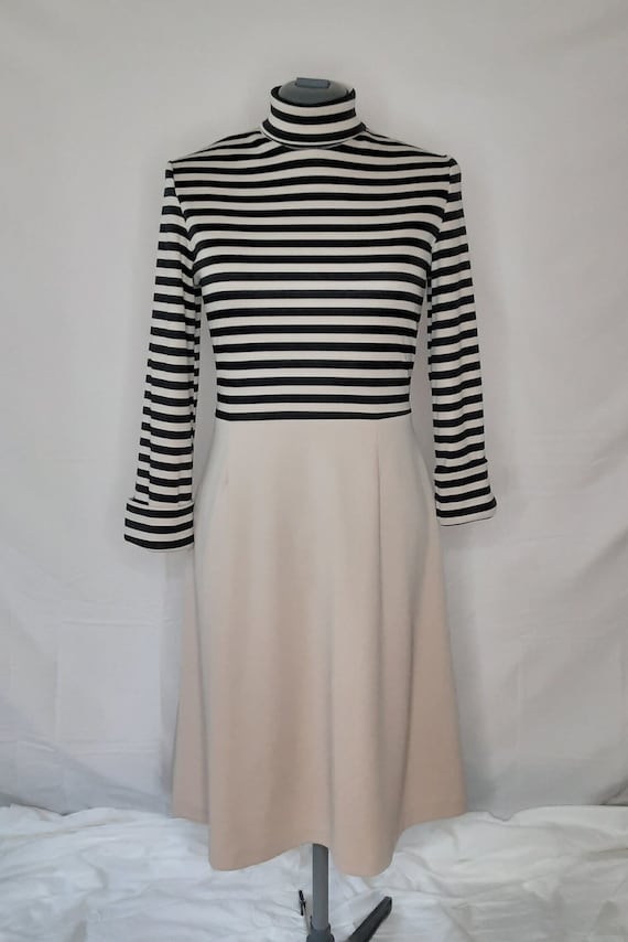 1970s Striped Turtleneck Dress