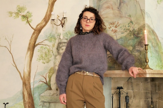 Vintage 80's handmade mohair jumper | Puff sleeve