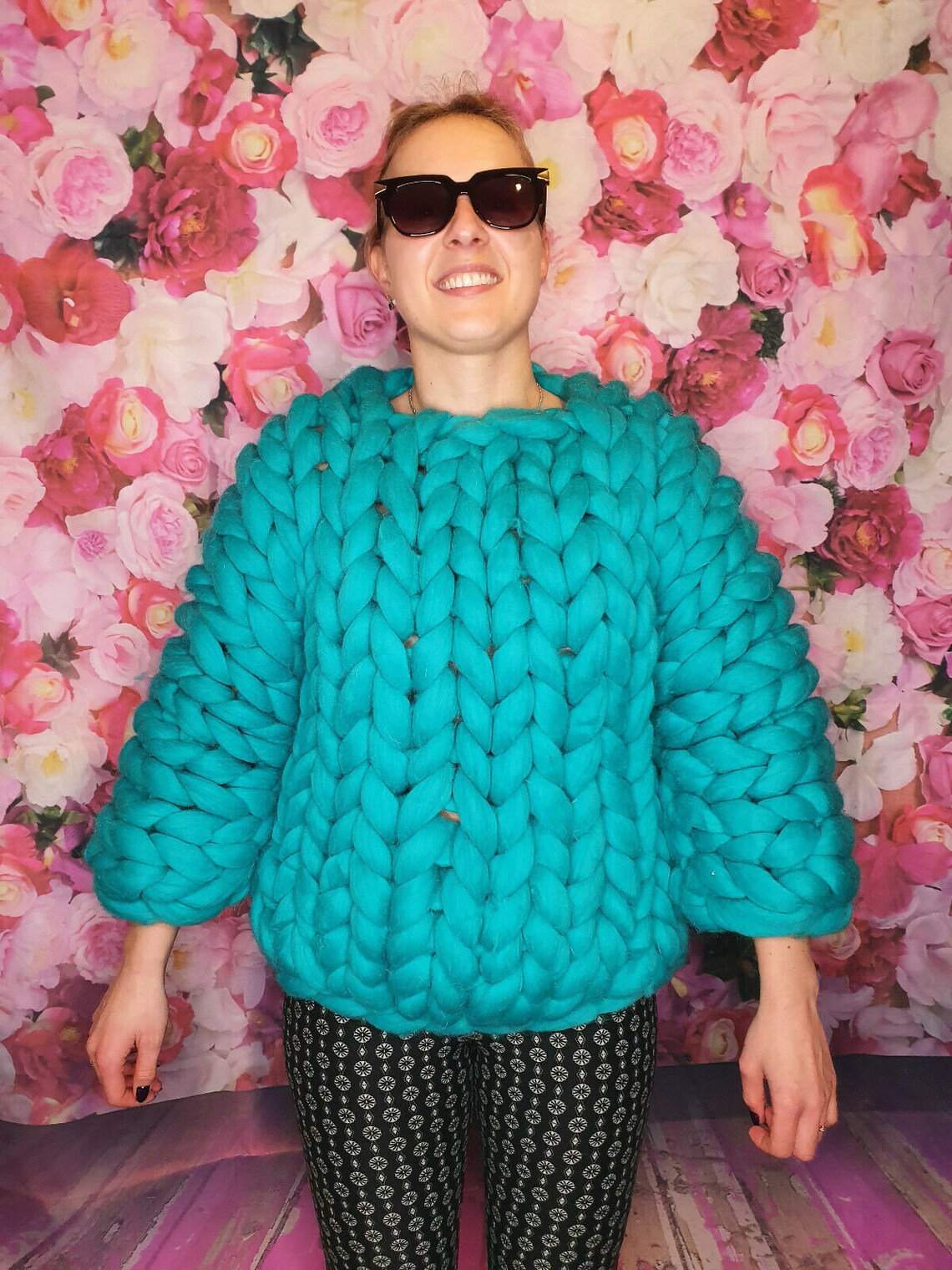 Chunky Yarn Sweater 100 Merino Wool Oversize Handknitted Etsy