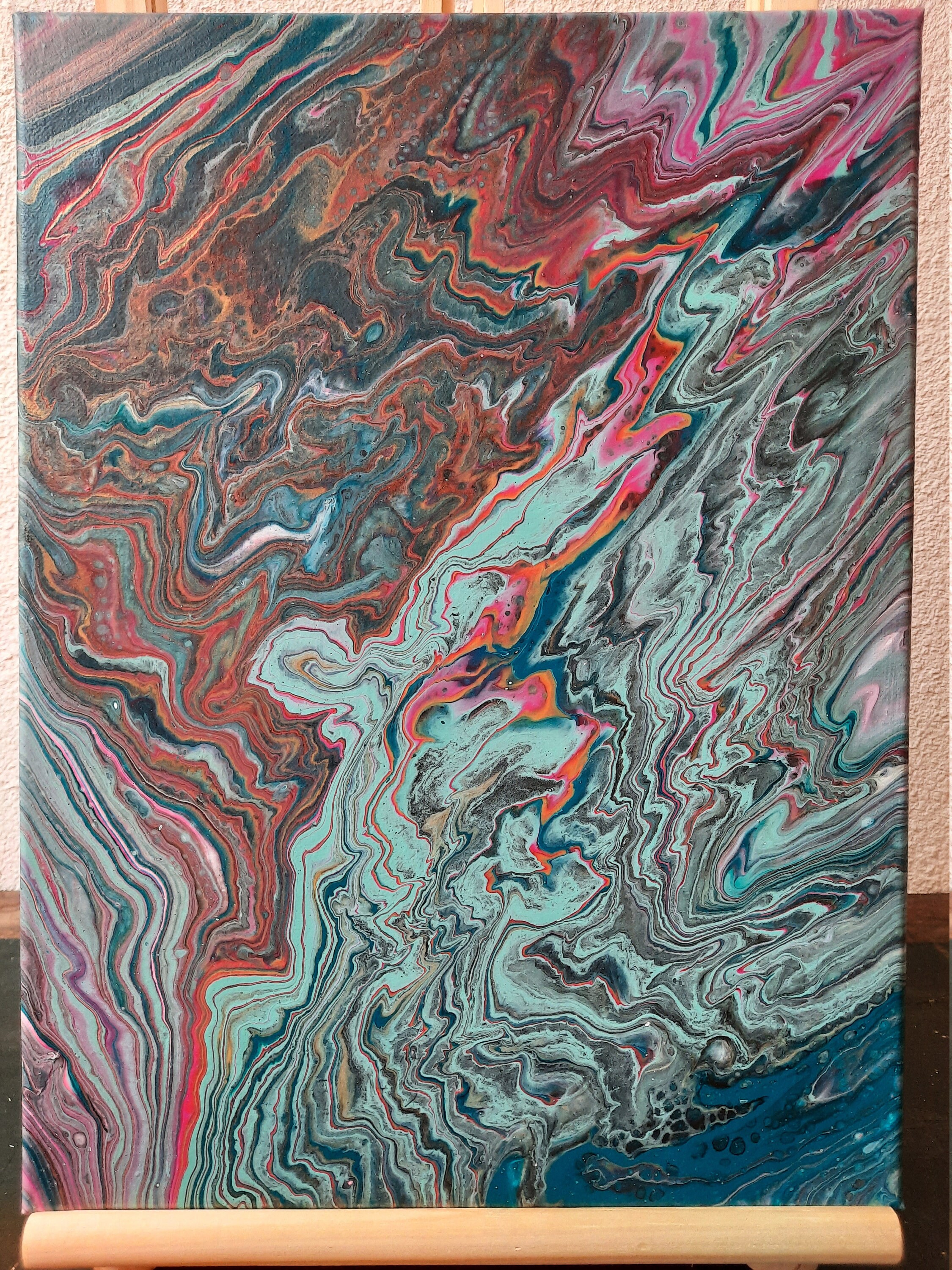 Peinture Abstraite Unique Lapis Fluid Art 40x30cm