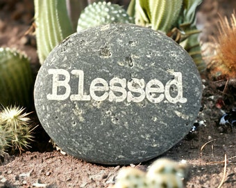 Blessed Engraved Pebble - Home Decor - Home Accents - Outdoor and Garden