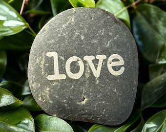 Engraved Beach Pebble - "Love" - Home Decor - Home Accents - Outdoor and Garden