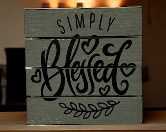 Serenity in Green: Simply Blessed Wood Slat Sign