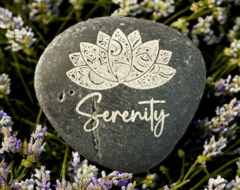 Engraved Pebble - Serenity Tranquility Stone - Home Decor - Home Accents - Outdoor and Garden