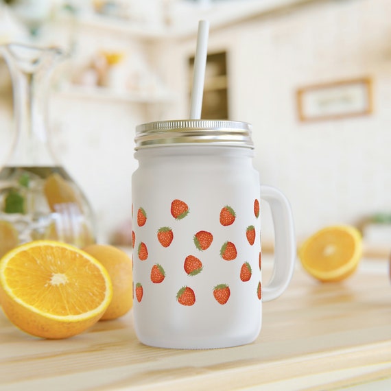 Mason Jar with Straw and Lid