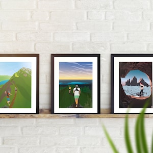Coleção Trail Running (3 estampas esportivas, ideia de presente, corrida, Natal, outdoor, corrida em trilha, corrida, montanhas, natureza, aventura)