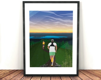 Trail Running II Print (cadeau voor trailrunner, cadeau-idee, marathon, Kerstmis, natuur, cadeau-idee, cadeau, trail, bergen,)