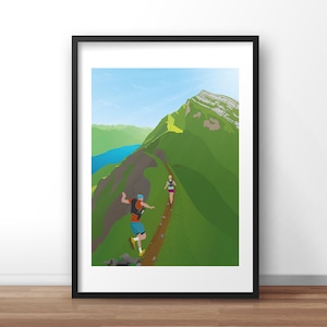 Trail Running Print (Gift idea for trail runner, marathon, outdoor adventure, Christmas, gift idea, Christmas, trail, mountains, winter