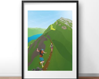 Trail Running Print (Gift Idea for Trail Runners, Marathon, Outdoor Adventure, Christmas, Gift Idea, Christmas, Trail, Mountains, Winter