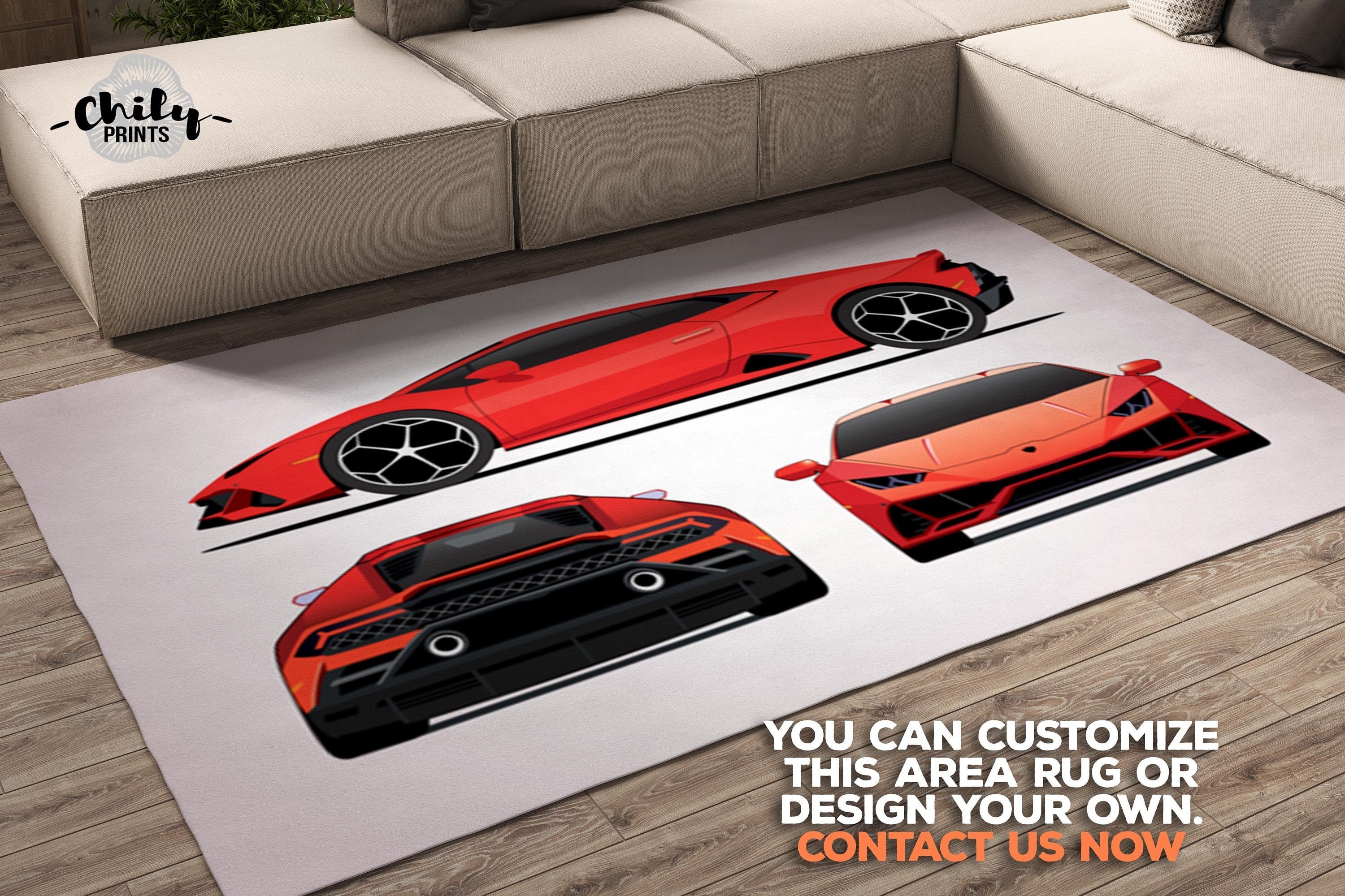 Lambo carpet red sports car Area Rug Huracan Evo design Etsy