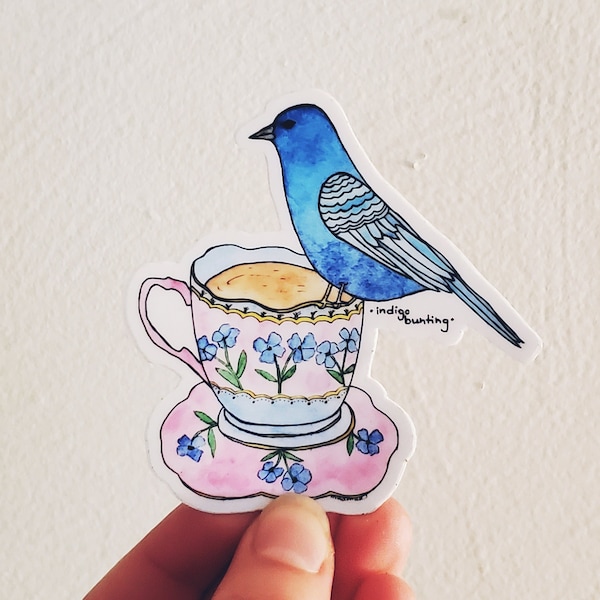 Indigo Bunting Watercolor Sticker