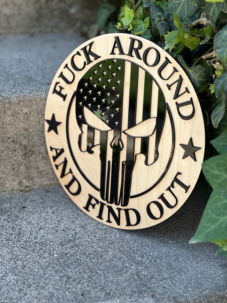 FAFO Thin Blue Line Punisher Skull Flag Sign - Etsy