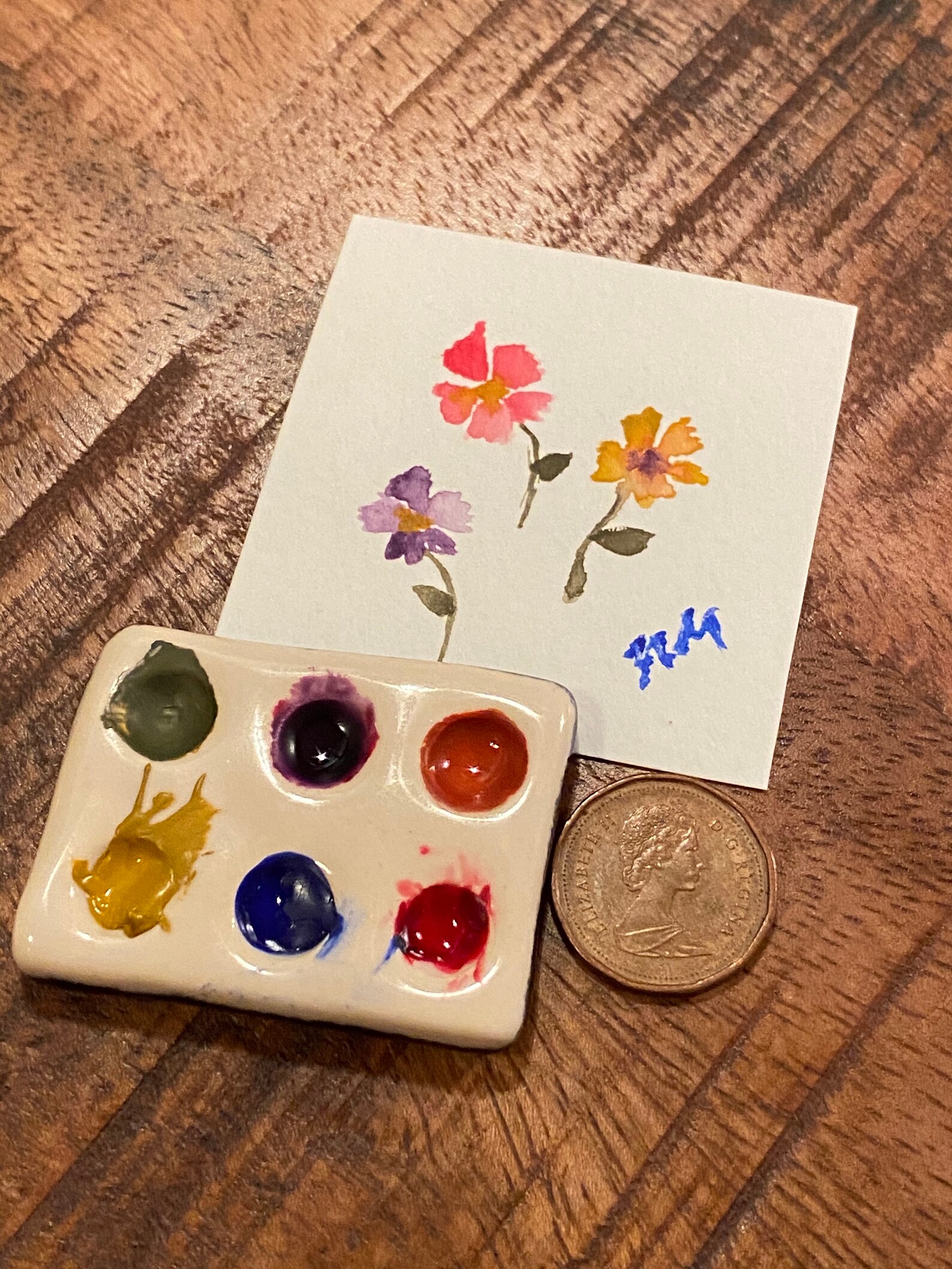 Tiny Watercolor Paint Palette with Size 0 Brush Miniature Art | Etsy